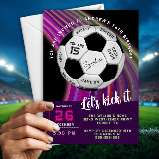Multicolor Modern Sporty Soccer Birthday Einladung