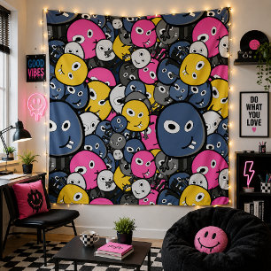 Multicolor-Monster Wandteppich