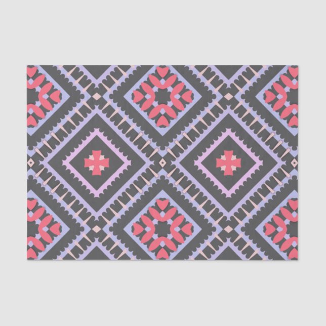Multicolor Mosaic Boho Ethnic Geometric Muster Seidenpapier (Vorderseite)