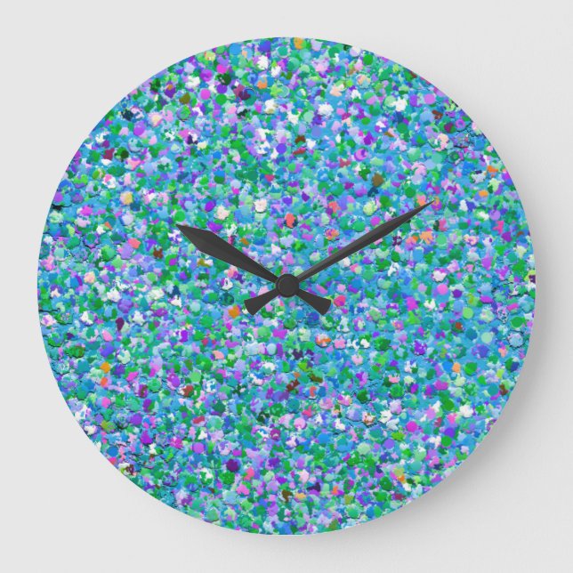 Multicolor Mosaic Modern Grit Glitzer #2 Große Wanduhr (Vorderseite)