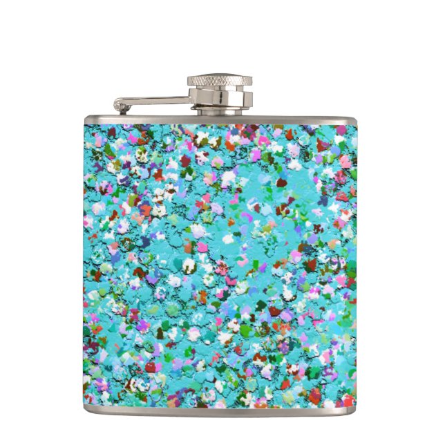 Multicolor Mosaic Modern Grit Glitzer #7 Flachmann (Vorderseite)