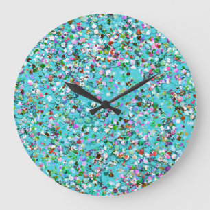 Multicolor Mosaic Modern Grit Glitzer #7 Große Wanduhr