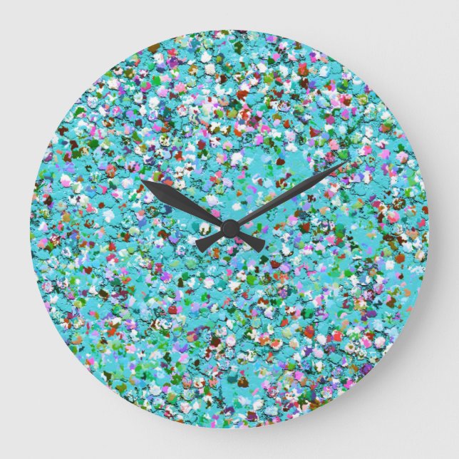 Multicolor Mosaic Modern Grit Glitzer #7 Große Wanduhr (Vorderseite)