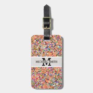 Multicolor Mosaic Modern Grit Glitzer Monogram #5 Gepäckanhänger