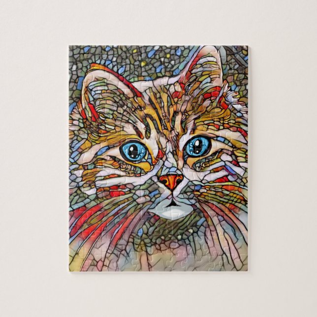 Multicolor Mosaic Style Cat 699 digitale Kunst Puzzle (Vertikal)
