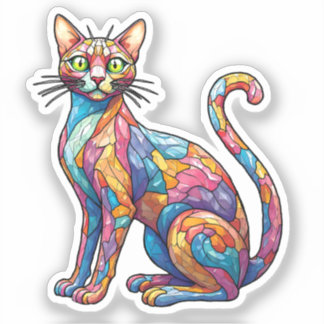 Multicolor Mosaik lustige Katze 756 Aufkleber