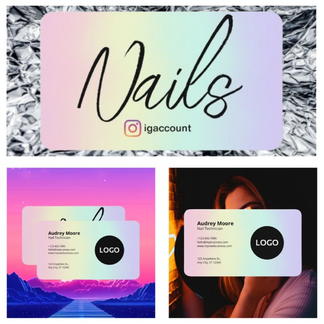 Multicolor-Nageltechniker Visitenkarte (Multicolor Nail Technician Business Card
)
