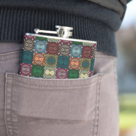 Multicolor Owl Muster Flachmann