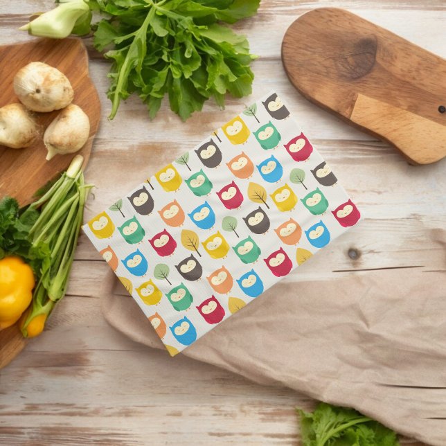 Multicolor Owl Muster Geschirrtuch (Kitchen Towel)
