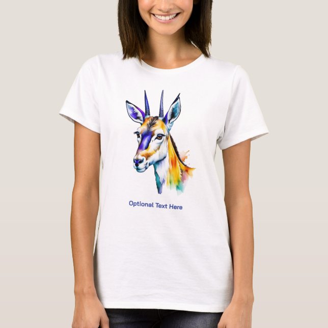 Multicolor Paint Tropfen Watercolor Gazelle T-Shirt (Vorderseite)