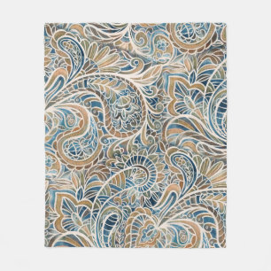 Multicolor Paisley HandGezeichnet Print Fleecedecke