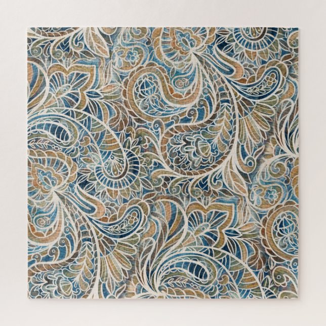 Multicolor Paisley HandGezeichnet Print Puzzle (Vertikal)