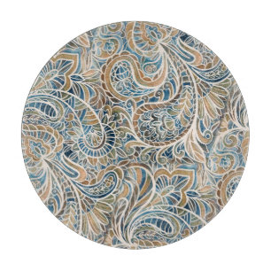 Multicolor Paisley HandGezeichnet Print Schneidebrett