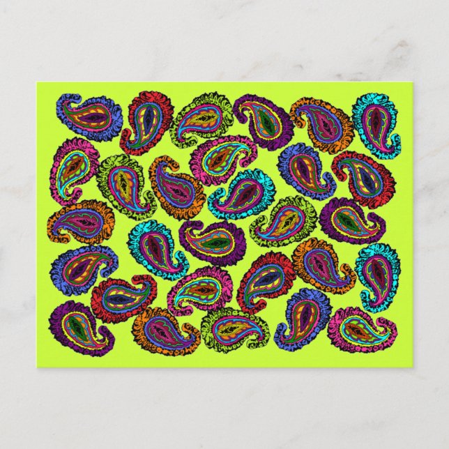 Multicolor Paisley Postkarte (Vorderseite)