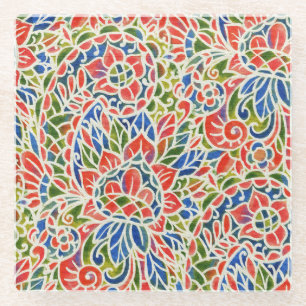 Multicolor Paisley Print Batik Muster Glasuntersetzer