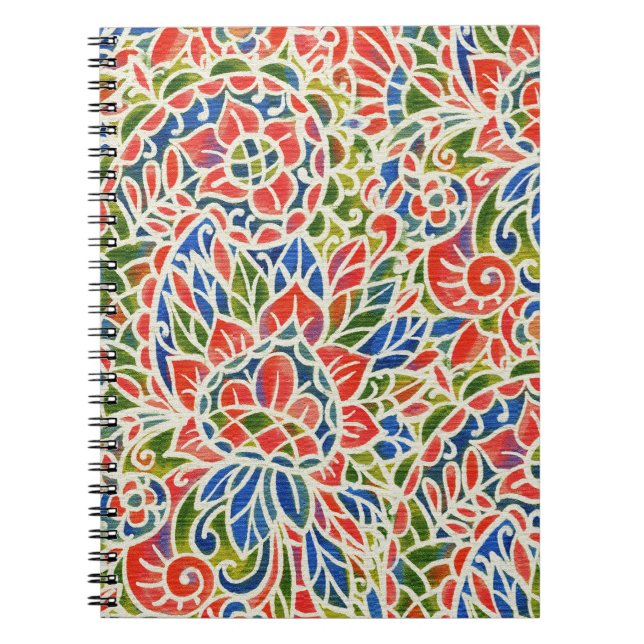 Multicolor Paisley Print Batik Muster Notizblock (Vorderseite)