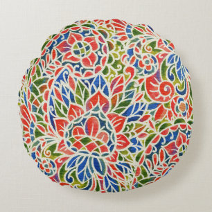Multicolor Paisley Print Batik Muster Rundes Kissen