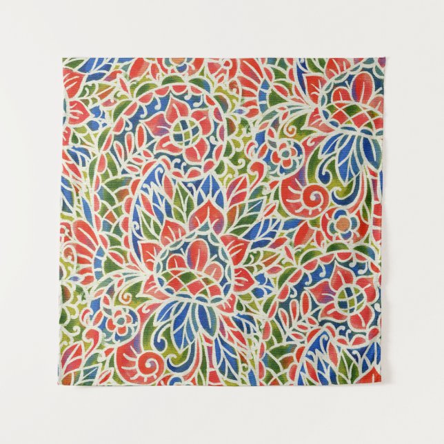 Multicolor Paisley Print Batik Muster Wandteppich (Vorderseite)