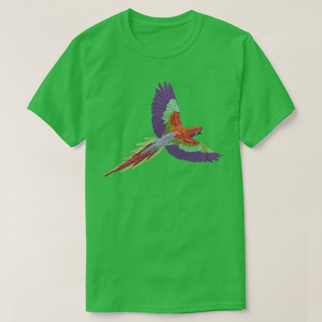 Multicolor-Parrot-Stickerei T-Shirt (Design vorne)
