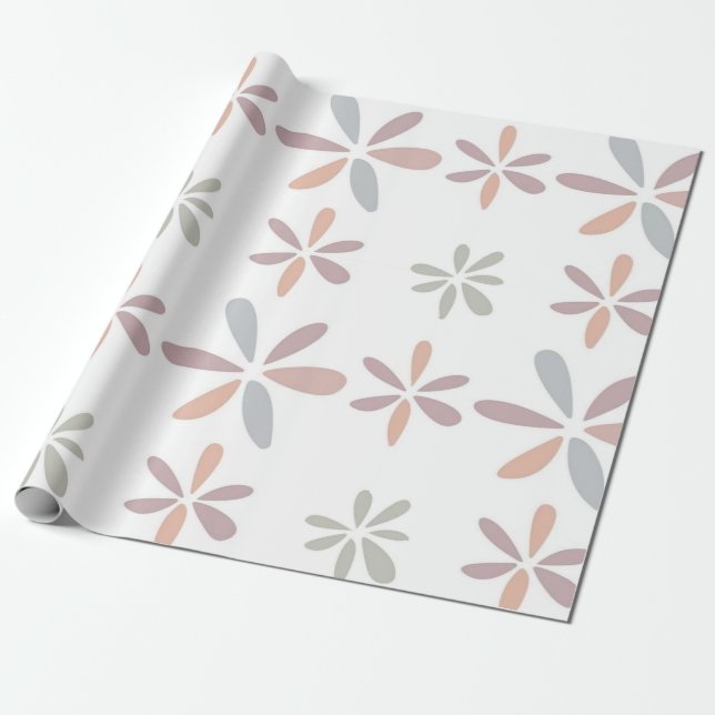Multicolor Pastel Abstrakt floral Botanisch Geschenkpapier (Ungerollt)