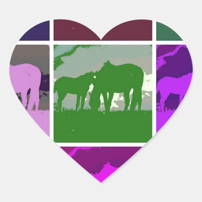 Multicolor Pop Kunst, Dichtung und Musik Herz-Aufkleber (Vorderseite)