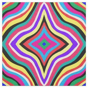 Multicolor Psychedelic Wavy Striped Rhombusse Stoff