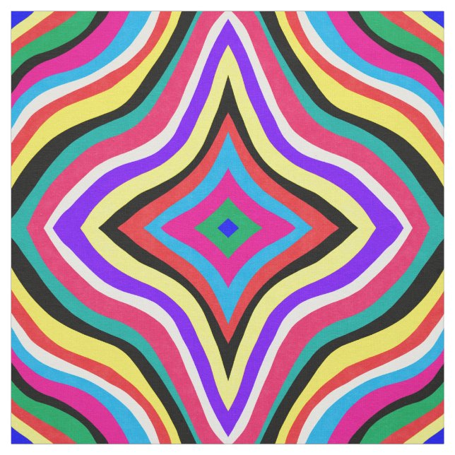 Multicolor Psychedelic Wavy Striped Rhombusse Stoff (Muster)