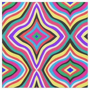 Multicolor Psychedelic Wavy Striped Rhombusse Stoff
