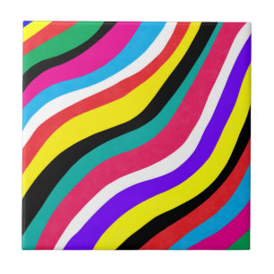 Multicolor Psychedelic Wavy Stripes Fliese