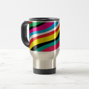 Multicolor Psychedelic Wavy Stripes Reisebecher