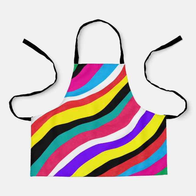 Multicolor Psychedelic Wavy Stripes Schürze (Vorderseite)