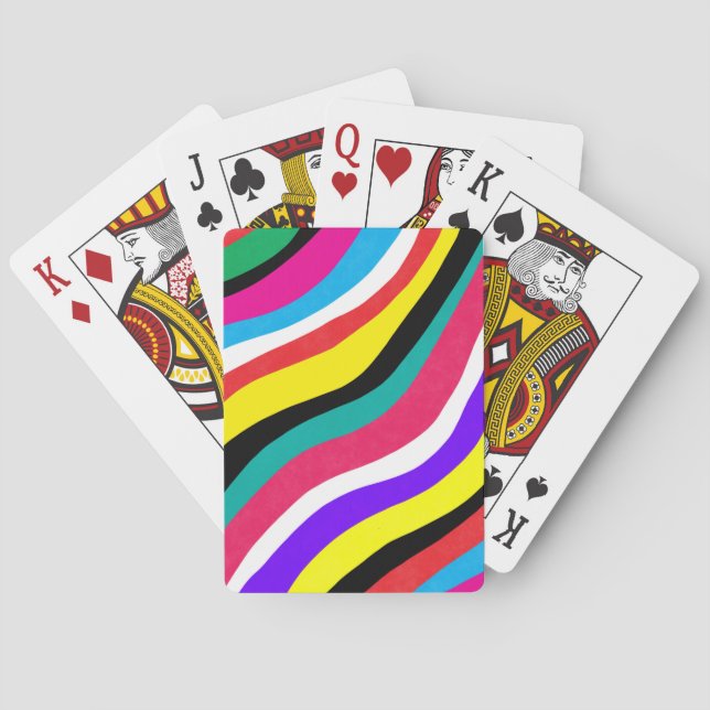 Multicolor Psychedelic Wavy Stripes Spielkarten (Rückseite)