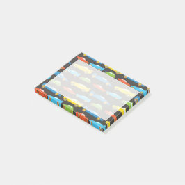 Multicolor Race Cars auf schwarz Post-it Klebezettel
