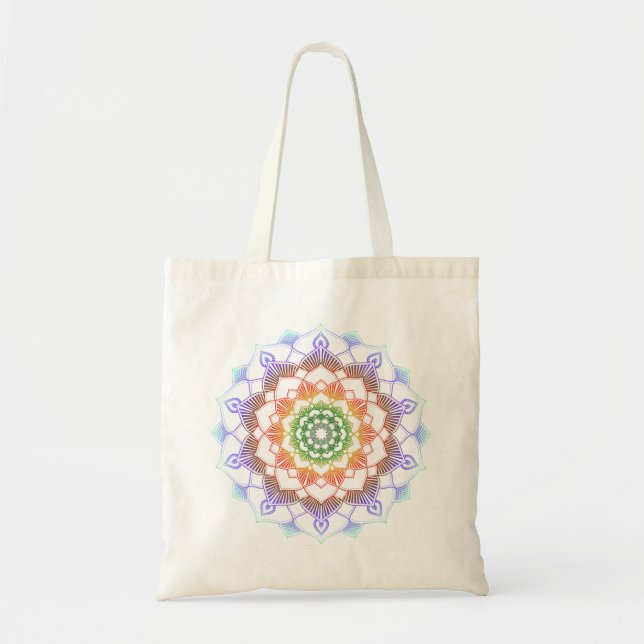 Multicolor Rainbow Mandala Muster Tragetasche (Vorne)