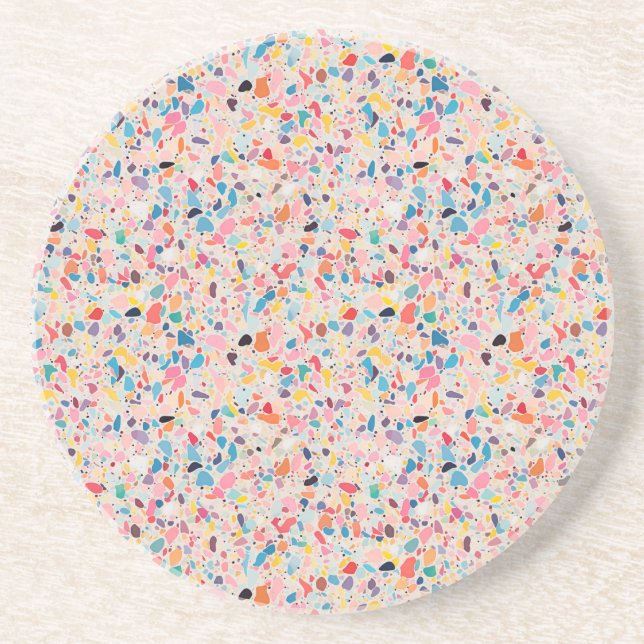 Multicolor Rainbow Terrazzo-Muster Getränkeuntersetzer (Vorne)