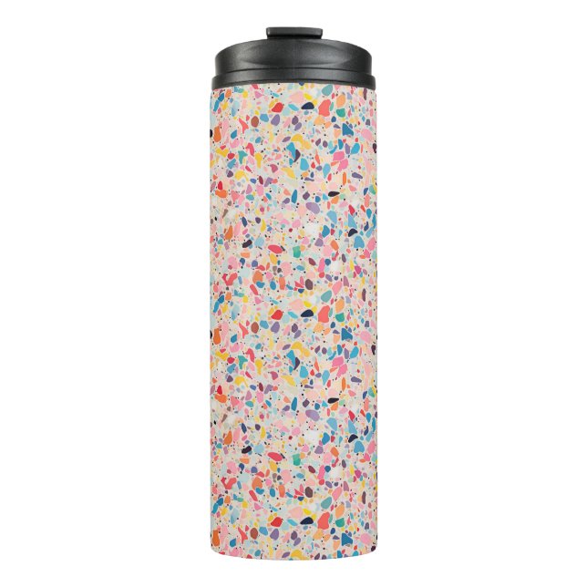 Multicolor Rainbow Terrazzo-Muster Thermosbecher (Vorderseite)