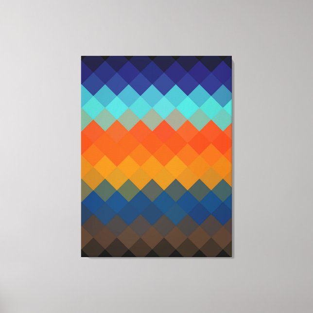 Multicolor Retro Diamond Nahtloses Muster 2 Leinwanddruck (Vorderseite)