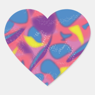 Multicolor Retro Herz-Aufkleber