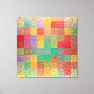 Multicolor Retro Square Nahtloses Muster Leinwanddruck