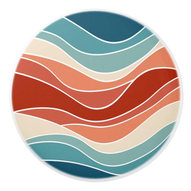 Multicolor-Retro-Wellen Keramikknauf (Vorderseite)