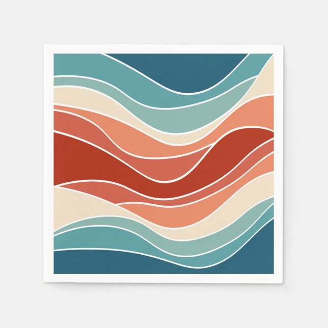 Multicolor-Retro-Wellen Serviette (Vorderseite)