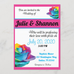 Multicolor Rose LGBT Hochzeit Einladung