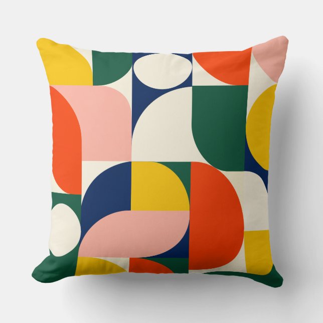 Multicolor Rounded Geometric Composition Kissen (Vorderseite)