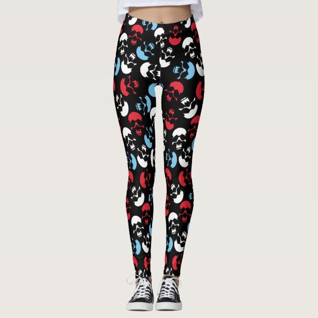 Multicolor-Schädelmuster Leggings (Vorderseite)