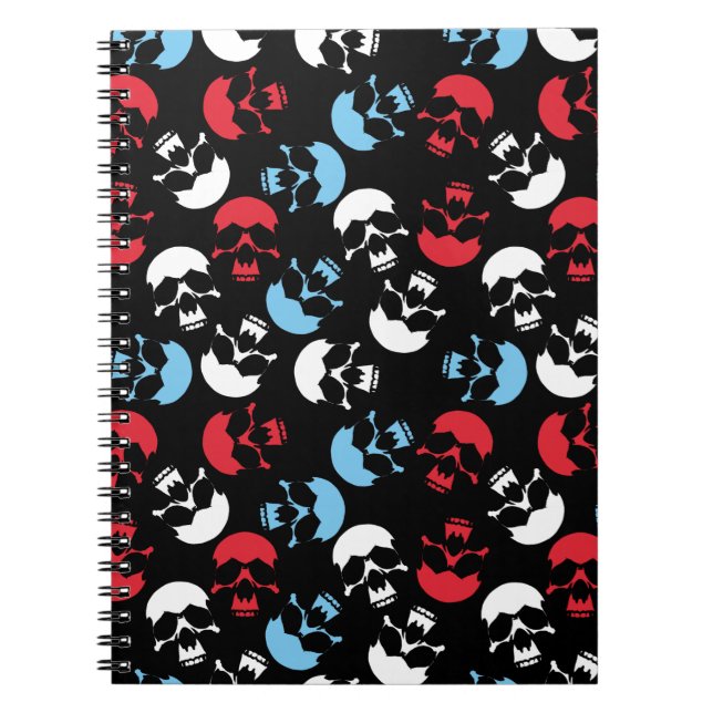 Multicolor-Schädelmuster Notizblock (Vorderseite)