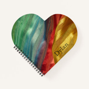 Multicolor-Seidenstoff-Foto mit Namen Notizbuch
