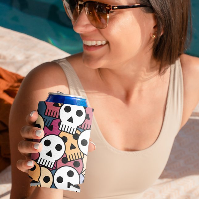 Multicolor Skulls-Muster Dosenkühler (can cooler)