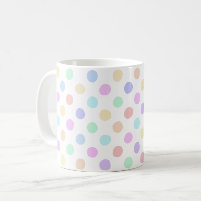 Multicolor Spots auf Weiß Kaffeetasse (Vorderseite Links)