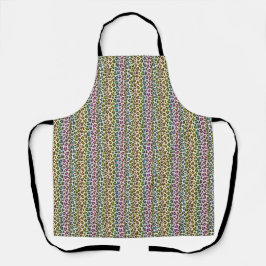 Multicolor-Streifen getöntes Leopardenmuster Schürze