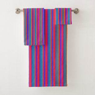 Multicolor-Streifenmuster Badhandtuch Set